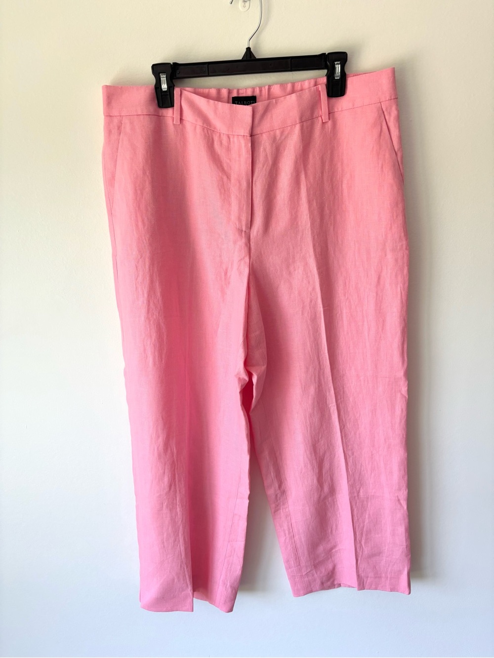 Talbots Bubblegum Pink 100% Linen Pants Straight Leg Flowy Feminine